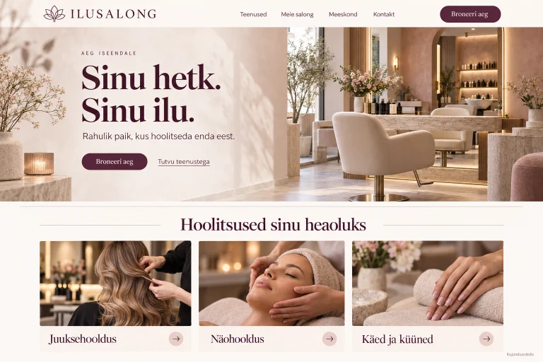 Ilusalongi kodulehe eestikeelne kujundusnäidis
